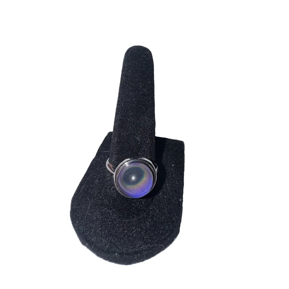 Matching Pair Silver Tone Mood Rings Adjustable Best Friend Color Changing Rings